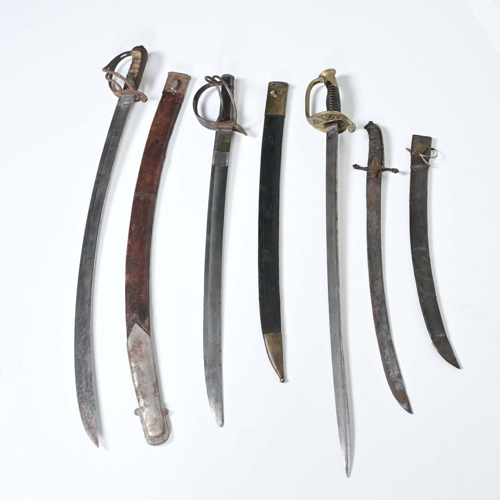 antique 19th-century sabers, including a scimitar with its original scabbard, a ceremonial (1 of 5)