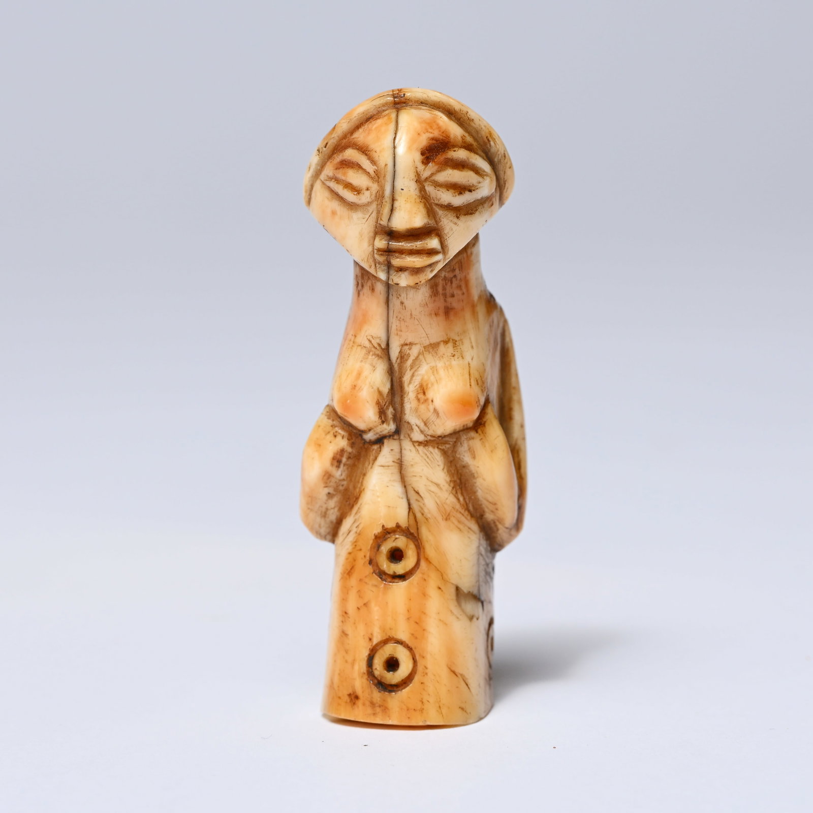 Ceremonial amulet (Luba), Congo., Made of bone, From the Hippoliet Verbeemen Collection (1 of 8)