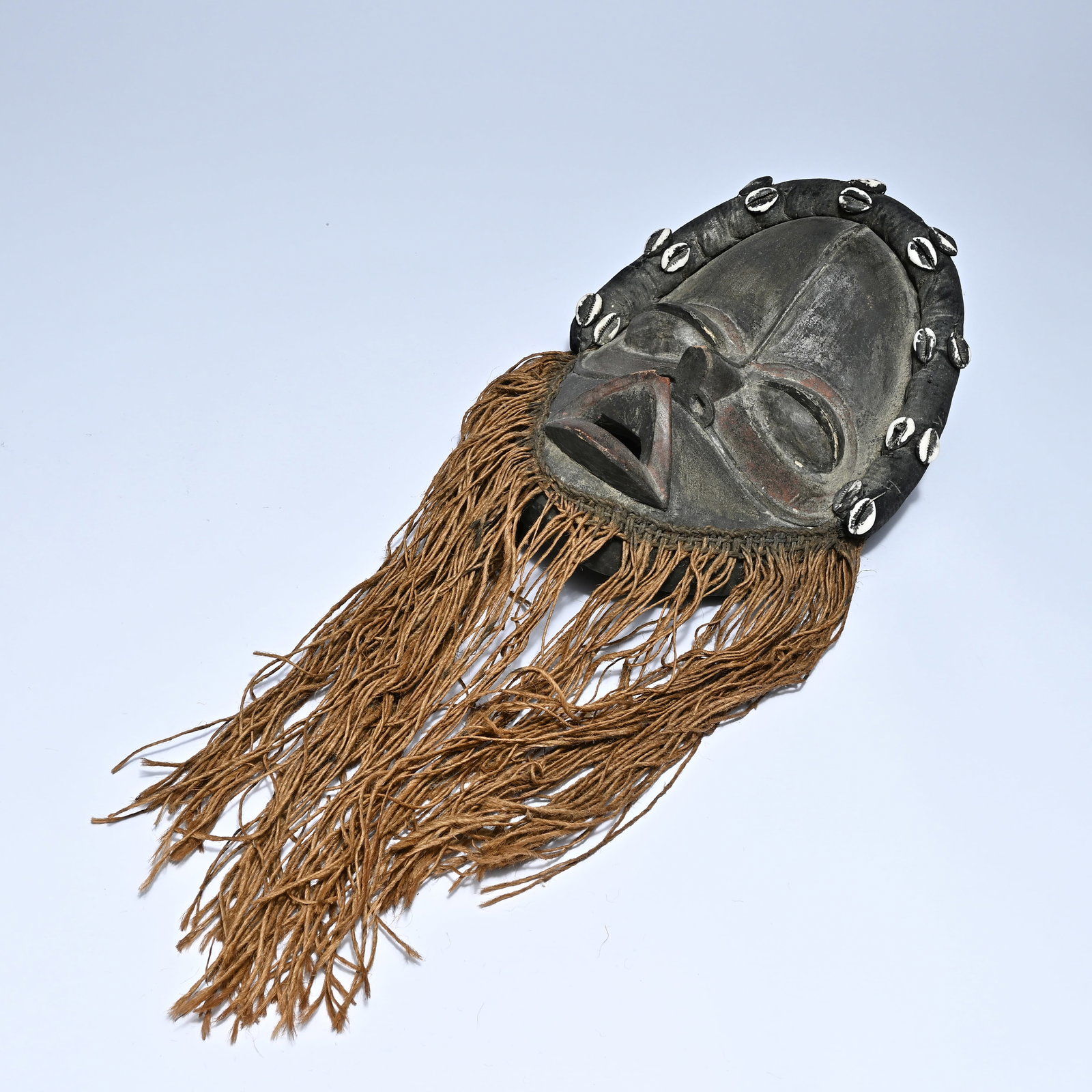 African wooden mask with a fiber beard. West Africa, likely Baule. (1 of 4)