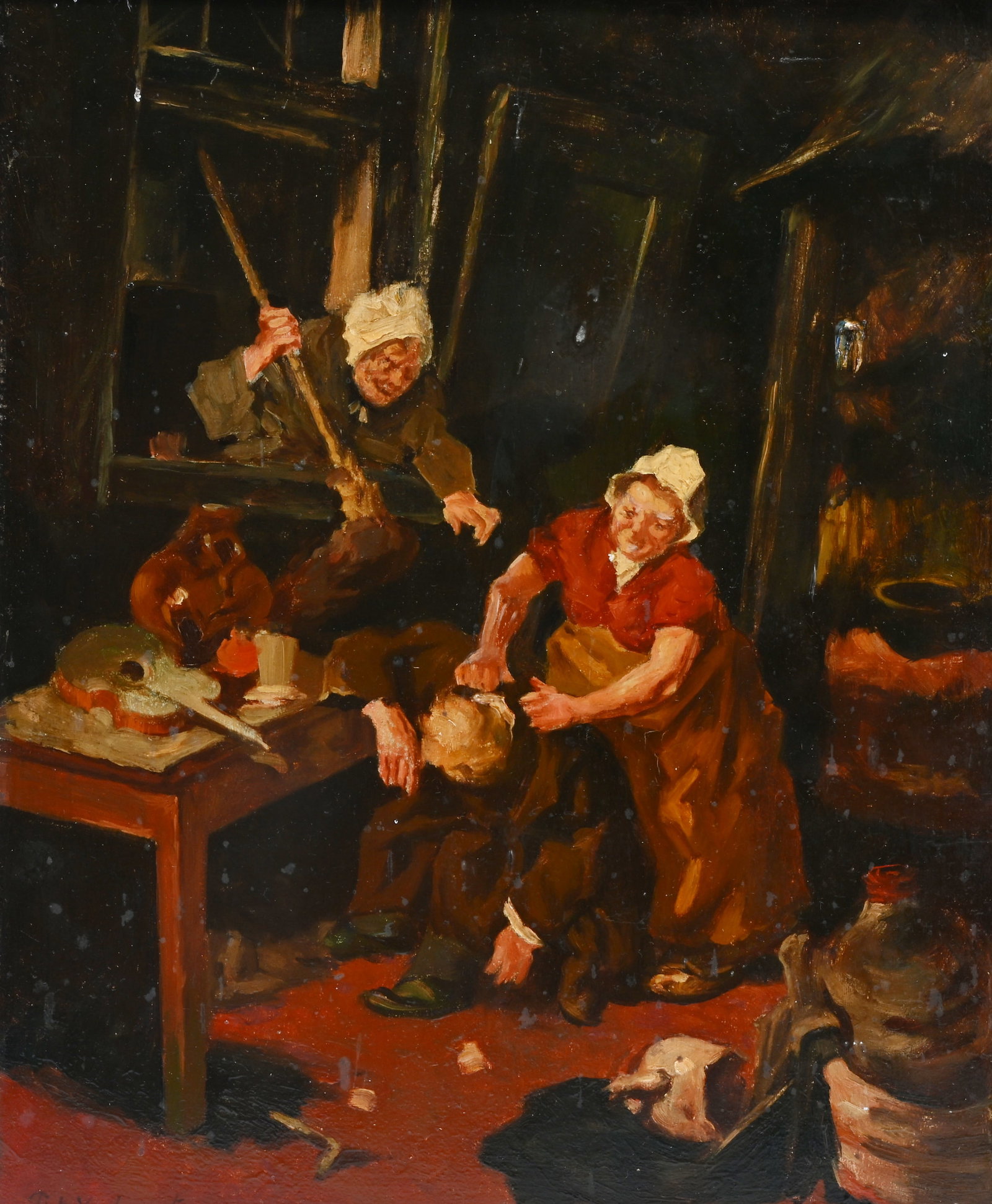 Pieter VERHAERT (1852-1908), Domestic scene, oil on panel, signed (1 of 5)