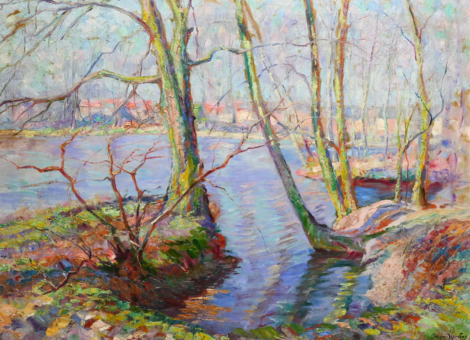 Jacques HERVENS (1890-1928), Trees by the lake, oil on canvas, signed (1 of 7)