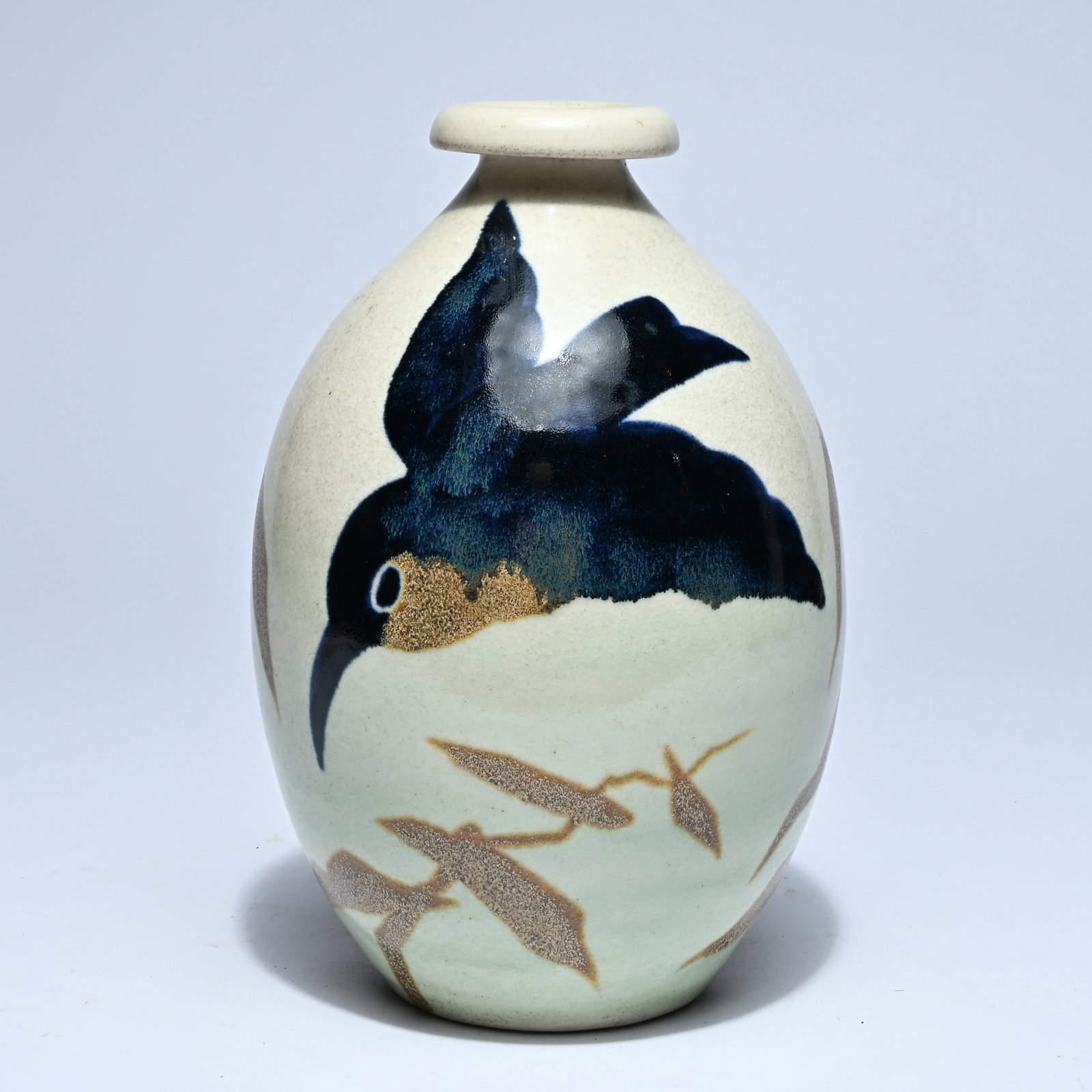 Exceptional stoneware vase with decoration of stylized birds by Charles CATTEAU for Boch Frere (1 of 7)