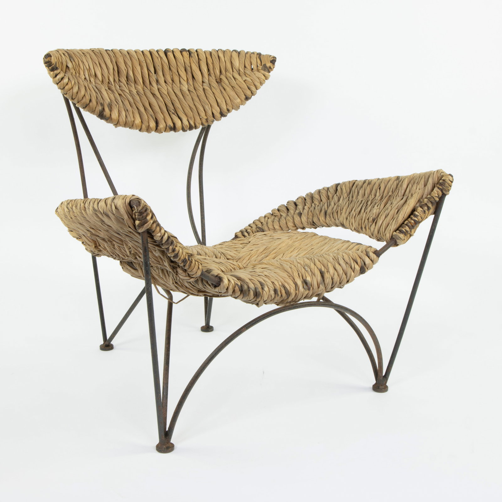 Tom DIXON (1959), 'Baby fat' chair, prototype in wrought iron and rushes, with signed catalogue,: Tom DIXON (1959), 'Baby fat' chair, prototype in wrought iron and rushes, with signed catalogue, very exceptional Tom DIXON (1959), 'Baby fat' stoel, prototype in smeedijzer en biezen, met gesigneerde