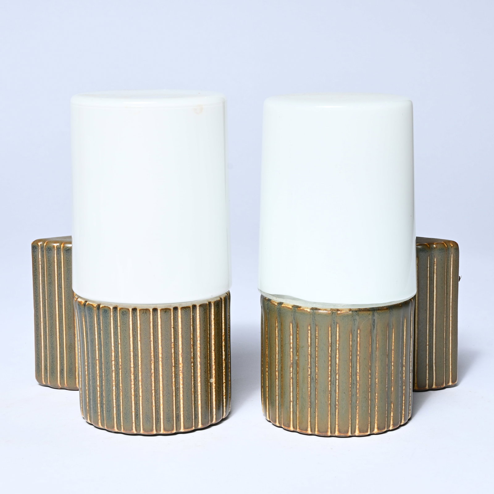 Pair of vintage wall lamps Ifo model 6020, designed by Sigvard Bernadotte, ceramic with white glass (1 of 5)