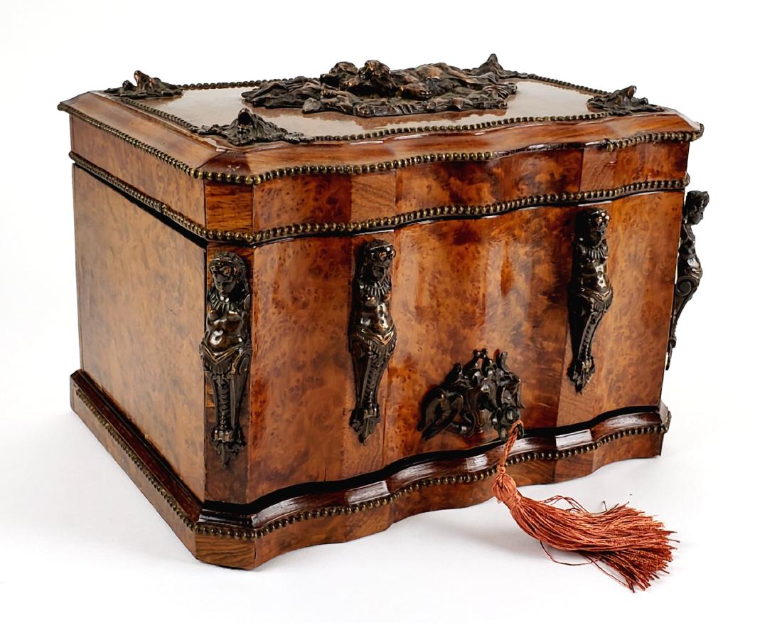 Magnificent 19th C. French Burlwood & Bronze Cigar Box (1 of 8)