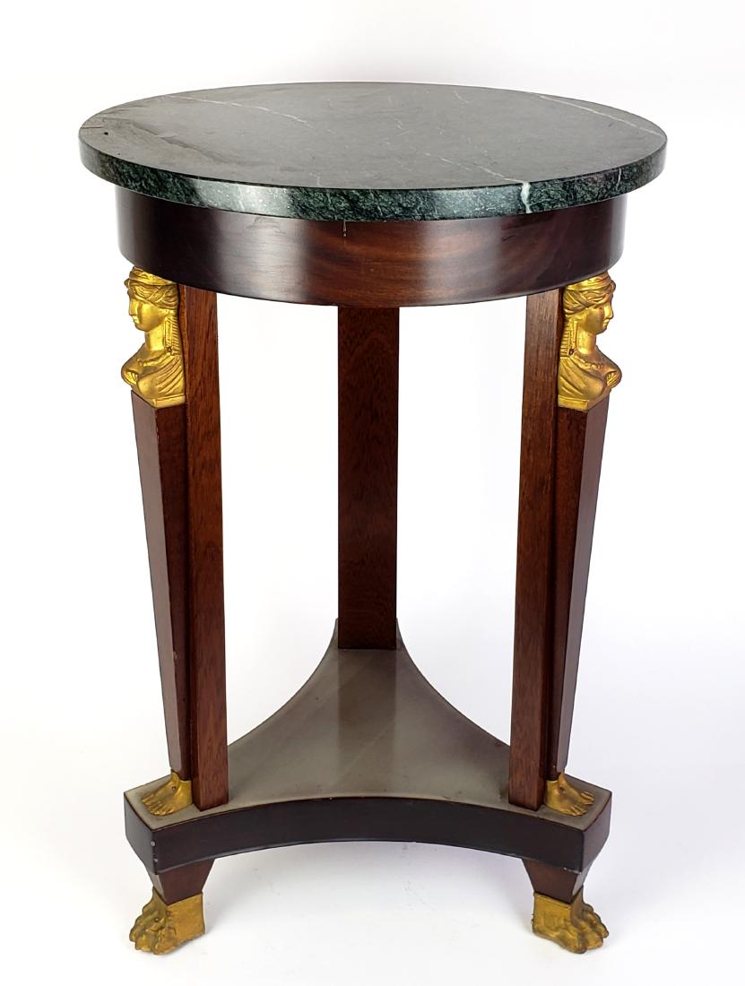 Empire Style Side Table w/ Bronze Mounts and Marble Top (1 of 4)