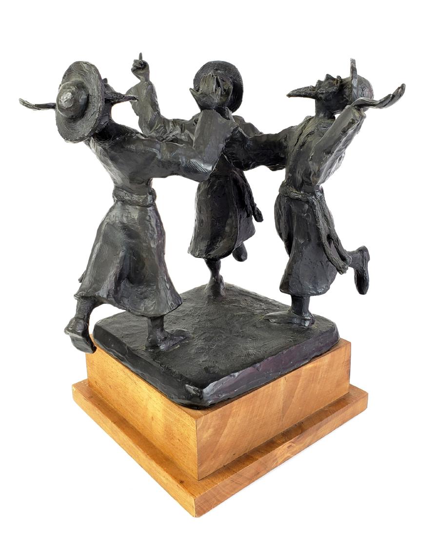 A Judaica Patinated Bronze Figural Group Rotating on a (1 of 6)