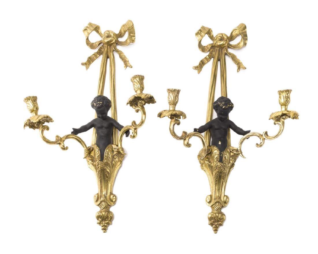 Pair of 19th C. French Figural Bronze Wall Sconces (1 of 2)