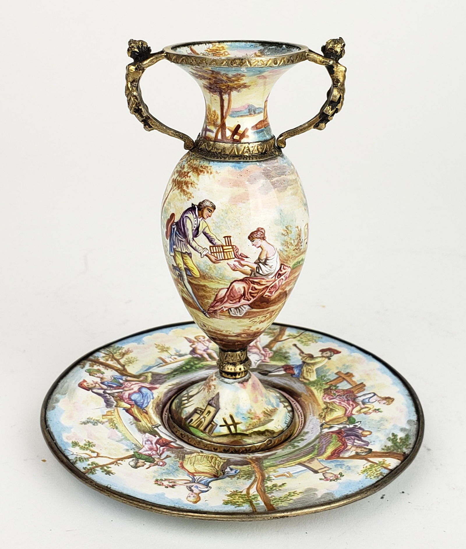 19th C. Viennese Enamel on Silver Figural Vase w/ Feb 19, 2020