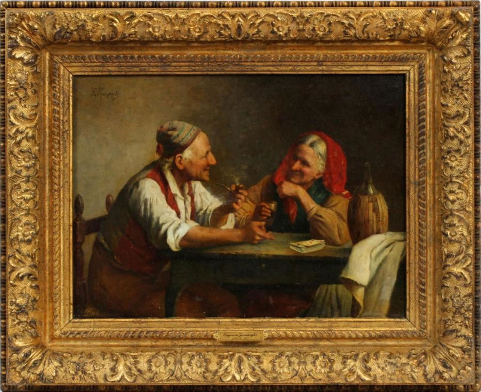 Eugenio Zampighi (Italian 1859-1944) "A Game of Cards" (1 of 5)