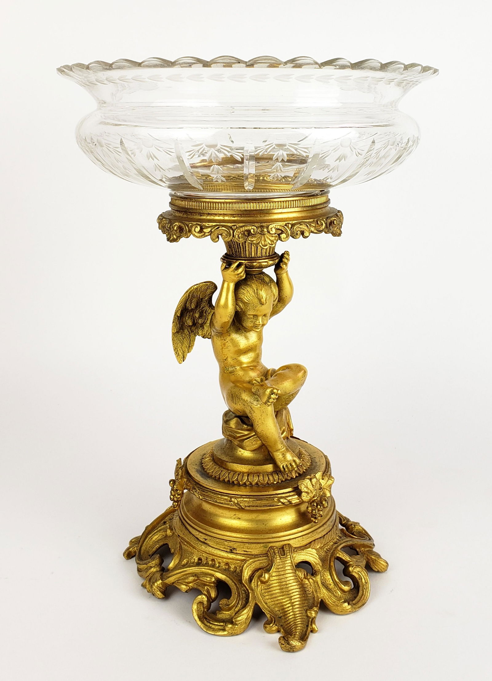 19th C. French Figural Gilt Bronze & Crystal (1 of 8)