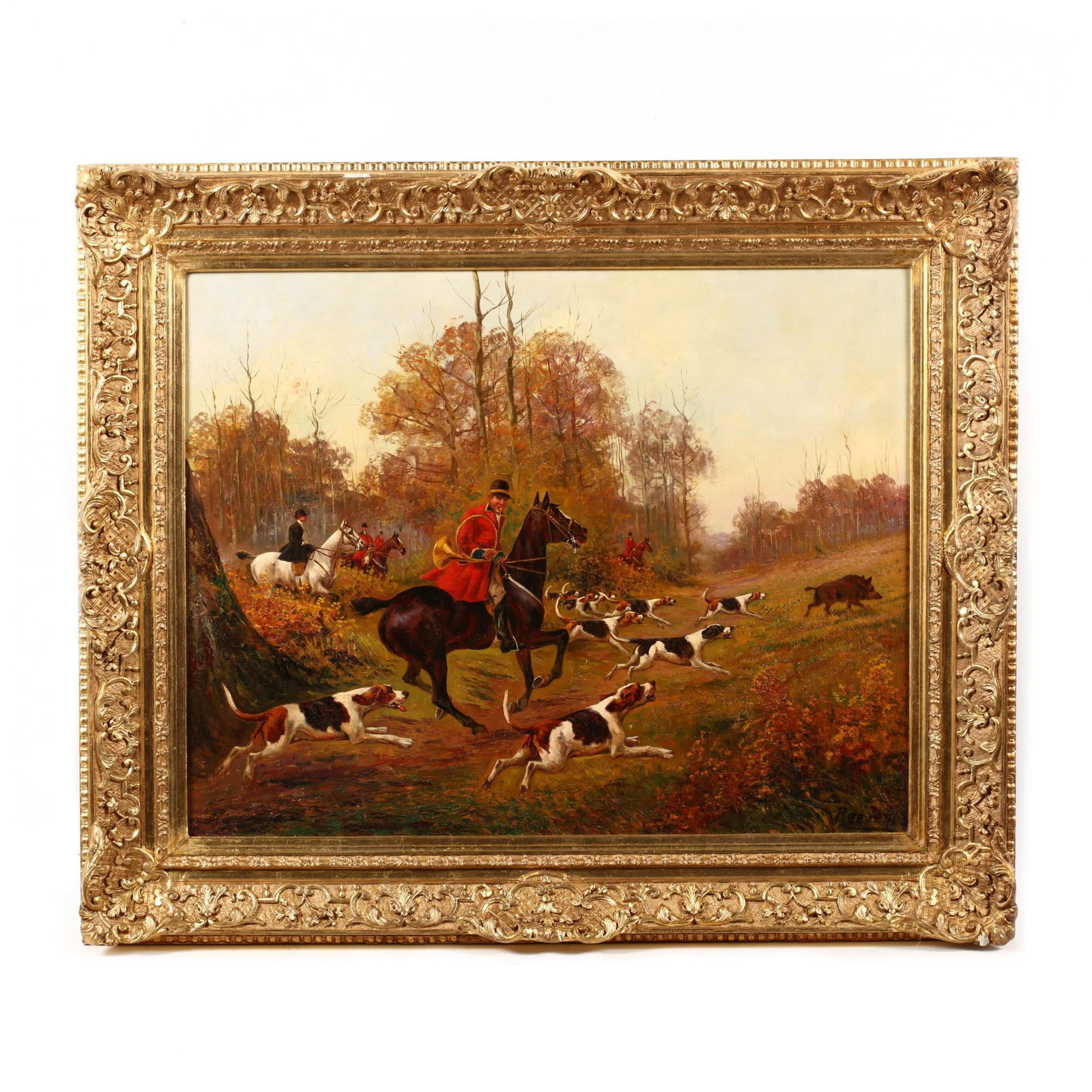 Walter Reeves (British, fl. 1882-1900) "Boar Hunting" (1 of 3)