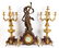 19th C. Aug. Moreau 3 Pc. Figural Bronze & Rouge Marble
