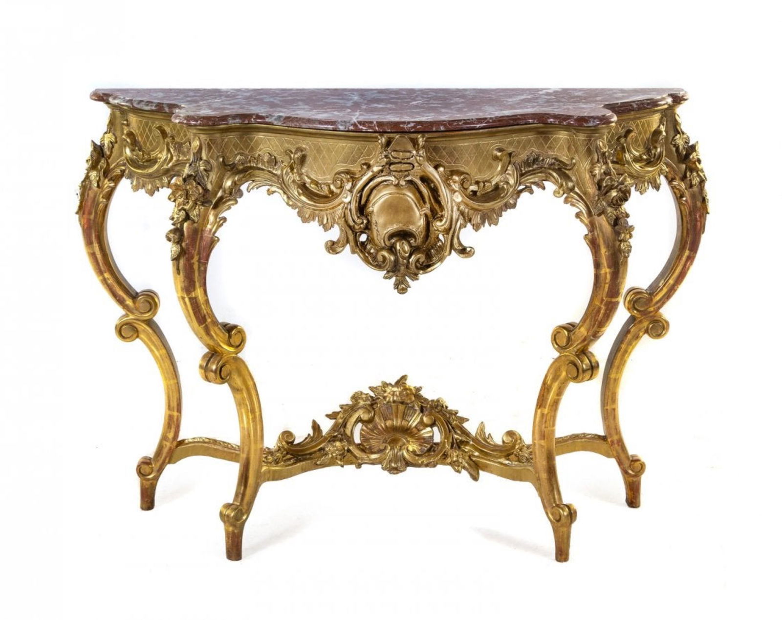 19th C. Louis XV Style Giltwood Marble-Top Console (1 of 1)