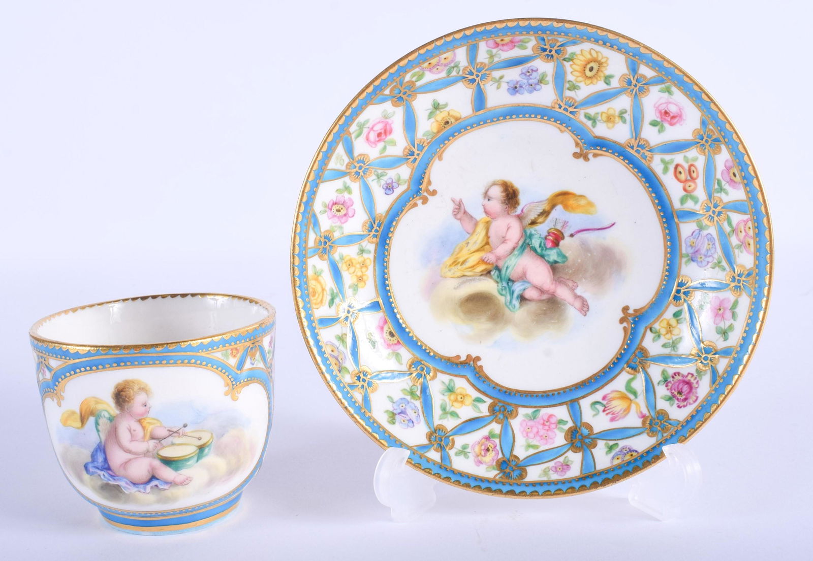 18th C. Sevres Porcelain Cup & Saucer (1 of 3)