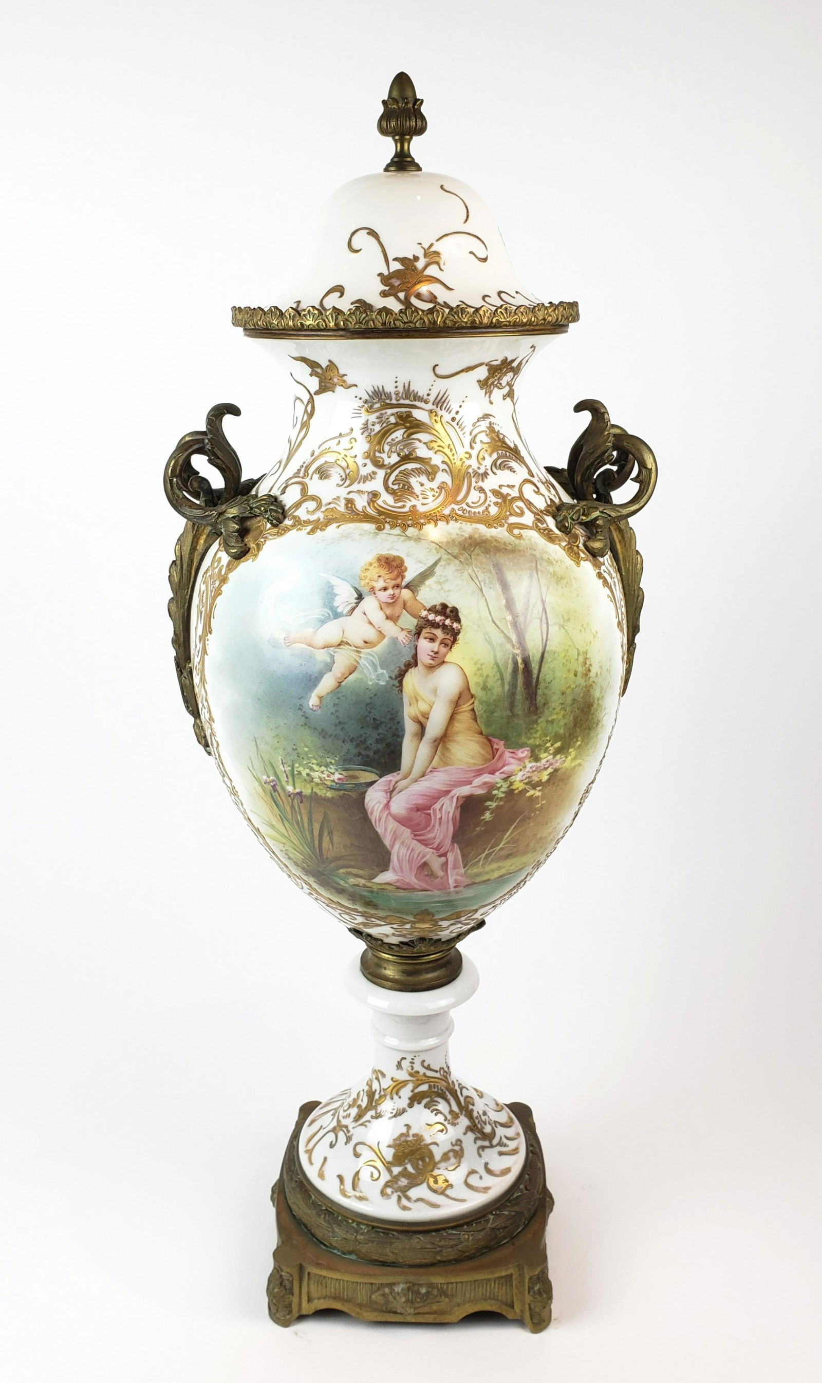 Large 19th C. French Sevres Porcelain & Bronze Vase w/ (1 of 14)