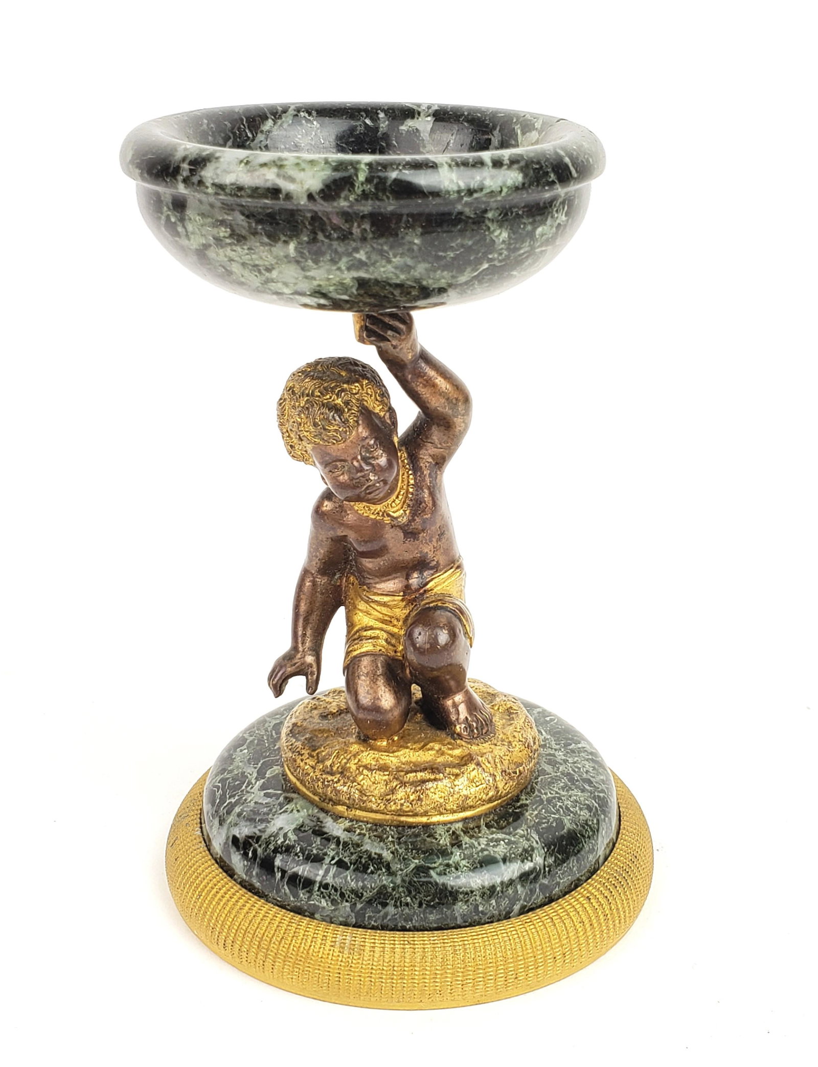 Antique French Gilt Bronze & Marble Figural Tazza (1 of 4)