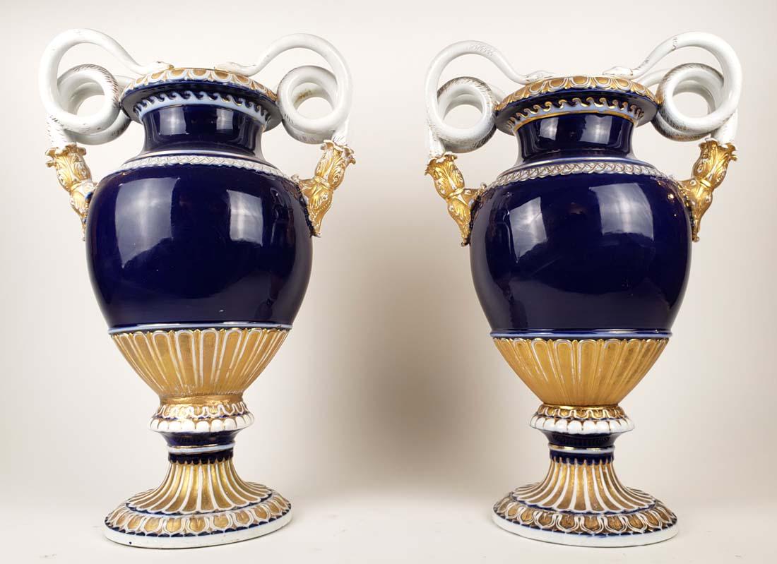 Pair of Large 19th C. Meissen Cobalt Vases (1 of 4)
