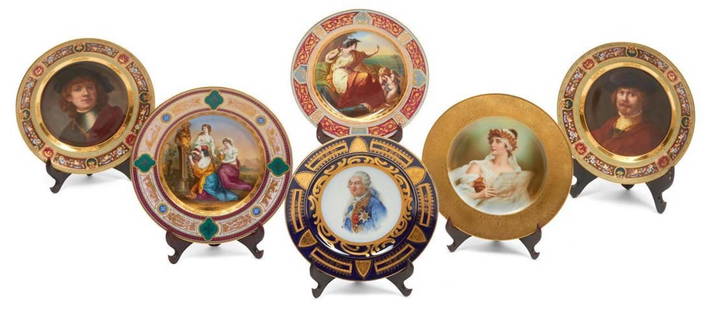 A Group of Six 19th C. Royal Vienna Porcelain Plates: A Group of Six 19th C. Royal Vienna Porcelain Plates. The diameter of the largest one is 10 1/4"