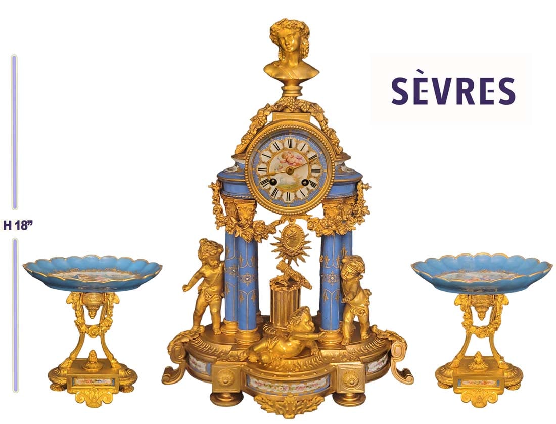 19th C. Sevres figural clock set (1 of 16)