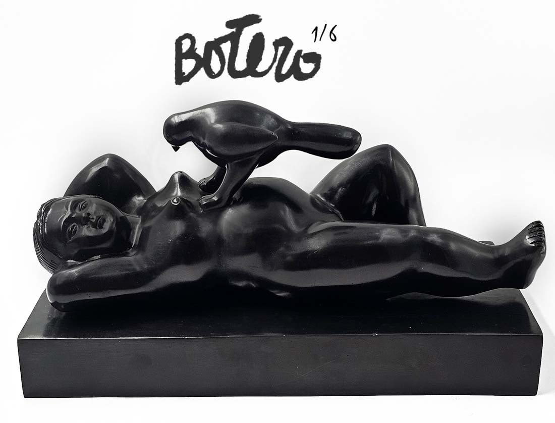 Signed & Numbered Fernando Botero Leda & The Bird Bronze Statue (1 of 6)