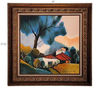 Oil On Canvas 'Landscape' By Israeli Artist (1935–2012) Itzchak Tarkay