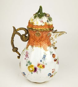 19th C. Meissen Porcelain & Bronze Creamer