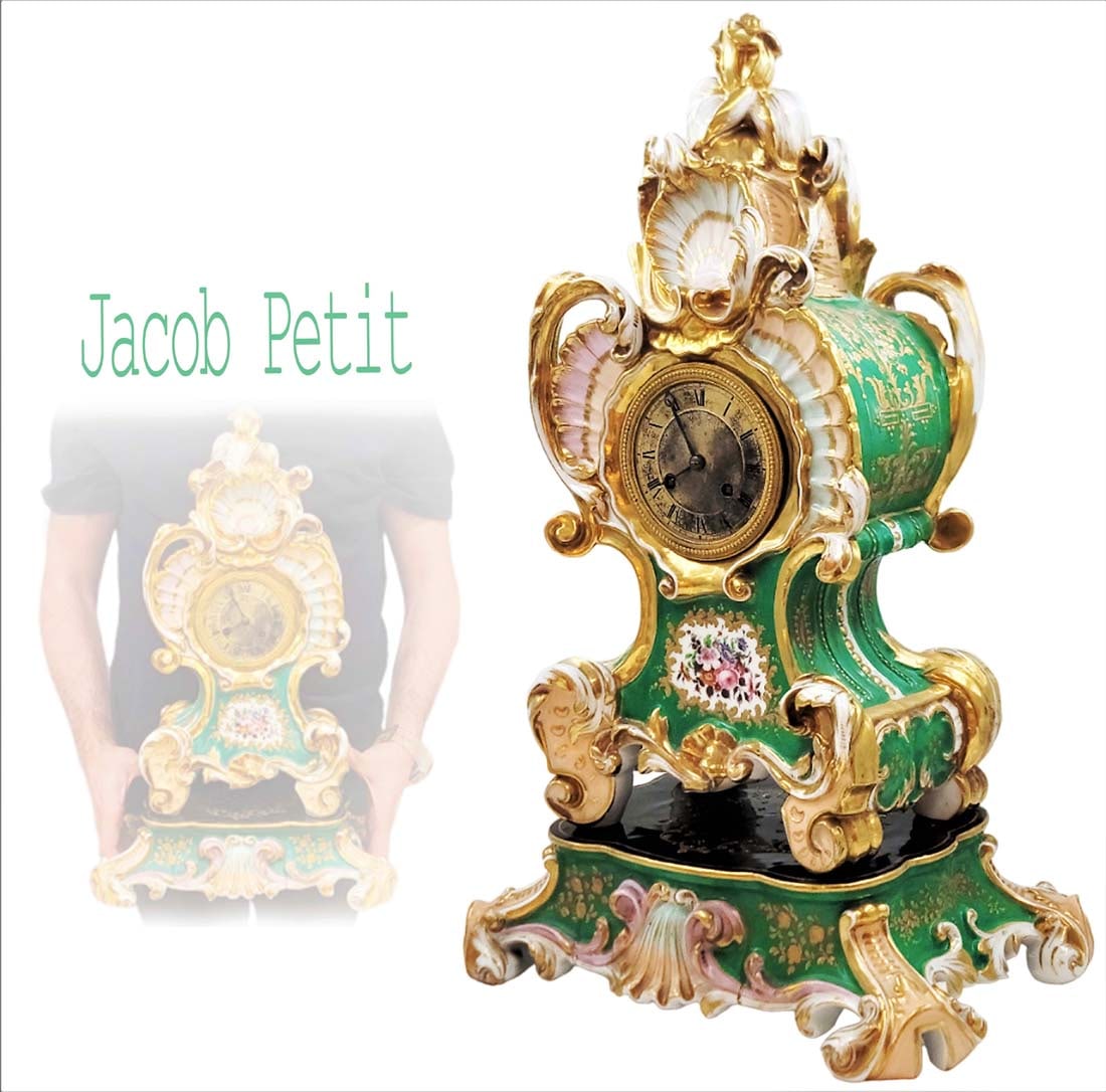 Large 19th C. Porcelain Clock Louis XV Style By Jacob Petit (1 of 13)