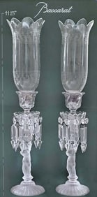19th C. Signed Baccarat Crystal Candle Holders
