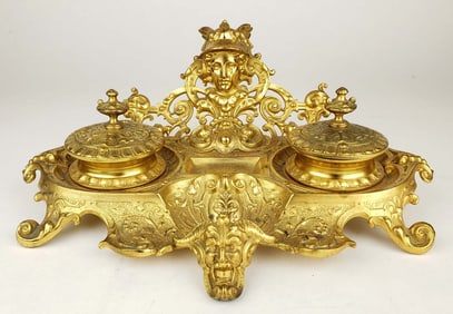 19th C. French Bronze Figural Inkwell