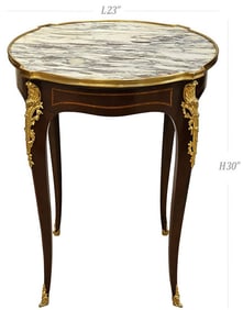 19th C. French Bronze Mounted Marble Top Side Table