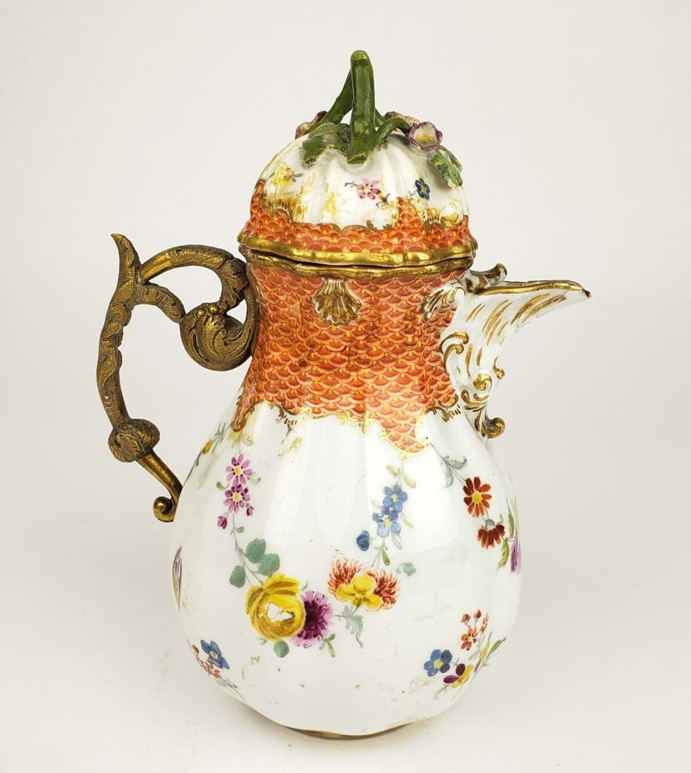 19th C. Meissen Porcelain & Bronze Creamer (1 of 4)