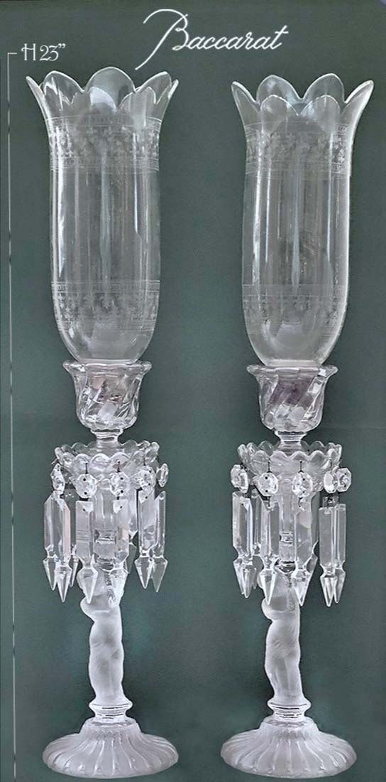 19th C. Signed Baccarat Crystal Candle Holders (1 of 2)
