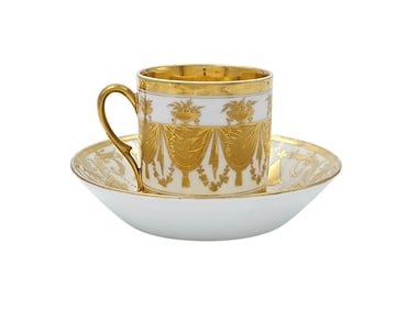 19th C. Worcester Gilt Decorative Cup & Saucer