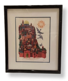Signed By Amram Ebgi Limited Edition 912/950 ' City Of David ' Lithograph