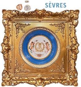 19th C. French Hand Painted Sevres Porcelain Decorative Plate