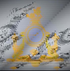 French Ormolu Mounted Cut Glass Baccarat Mantel Clock