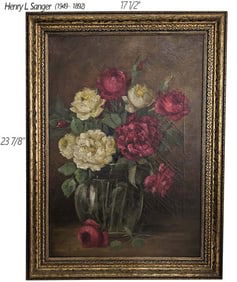 Hand Painted 'Still Life' Oil On Canvas, Signed By American Painter Henry L. Sanger