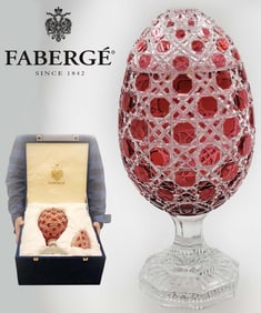 Large Faberge Golden Red Egg Crystal