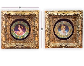 Pair Of 19th C. Royal Vienna Plate In Original Frames