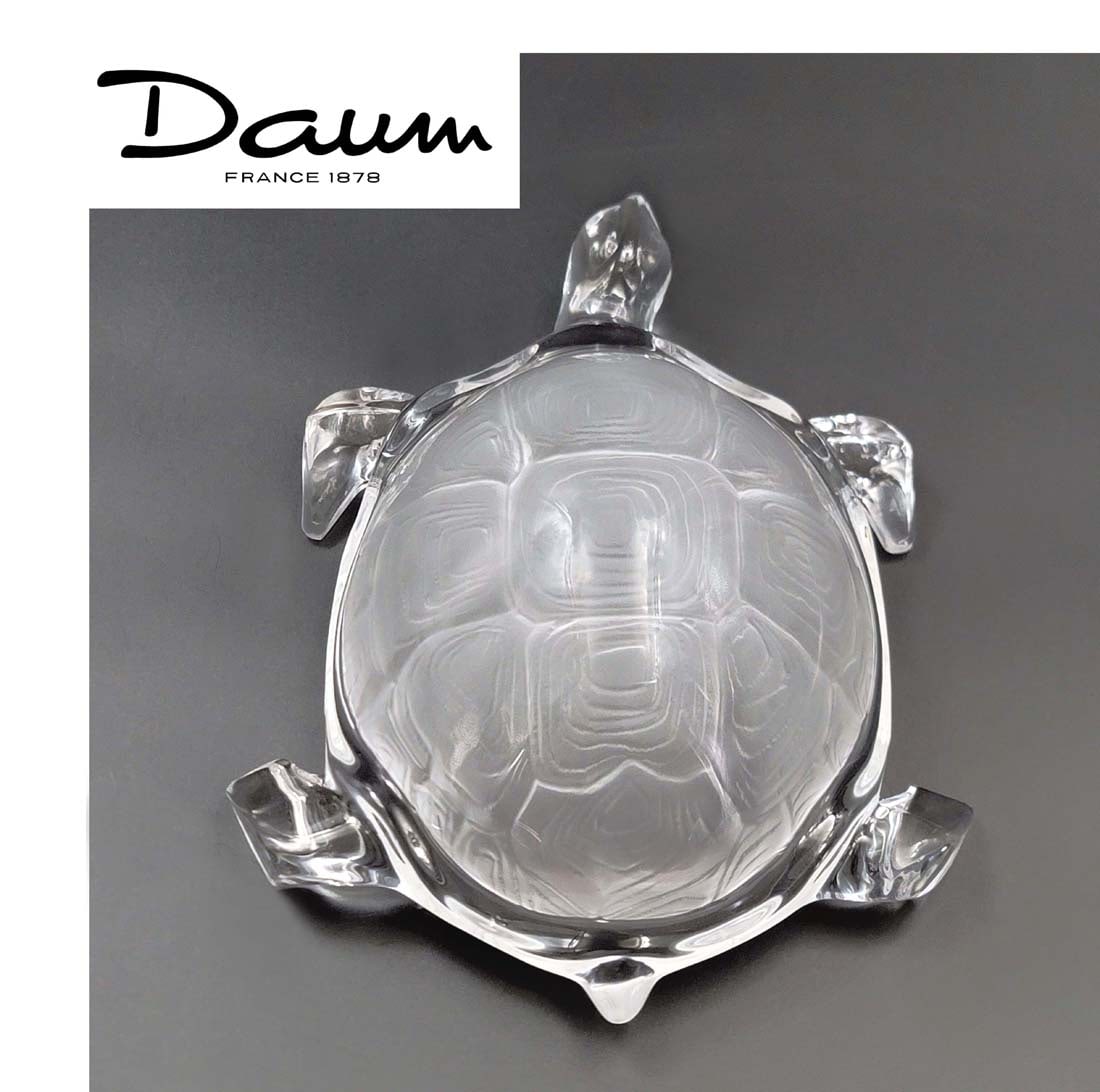 Large Signed 1970's Crystal Turtle ' Daum France ': Large ' Daum France ' Signed 1970's Crystal Turtle. H 4 1/2" x L 11 7/8" x W 9"