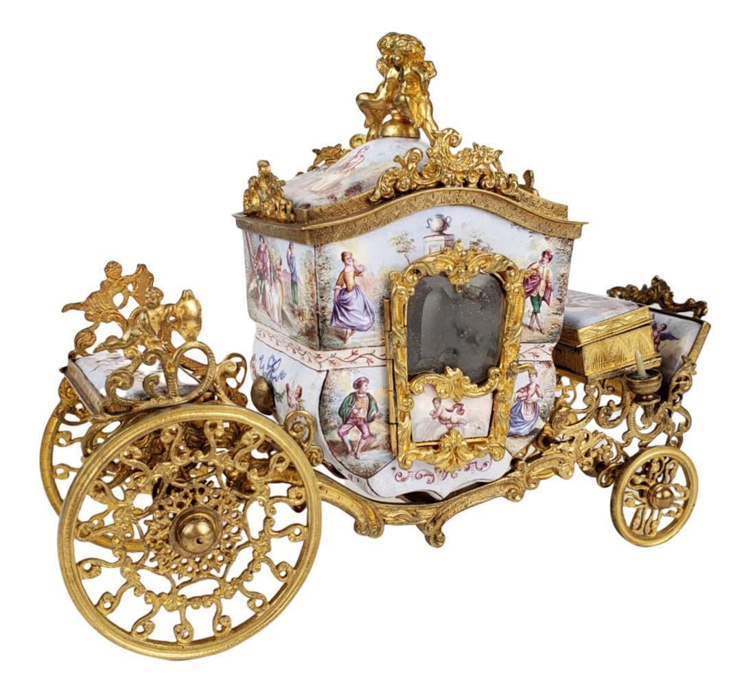 19th C. Viennese Enamel & Bronze Carriage (1 of 9)