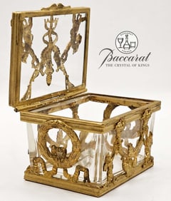 19th C. Baccarat Crystal Bronze Casket Box