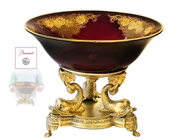 19th C. French Figural Bronze with Baccarat Ruby Crystal