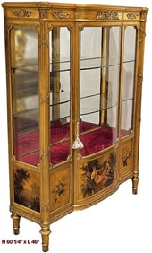 19th Century French Vernis Martin Bronze Mounted Gold Wood Vitrine
