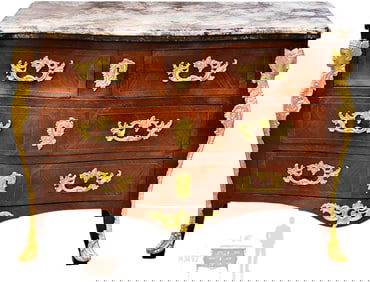 19th C. Louis XV Style Figural Bronze Mounted Commode