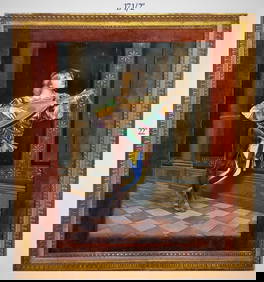 19th C. Signed French Enameled Porcelain Plaque Of Guy Playing Medieval Lute (1 of 11)