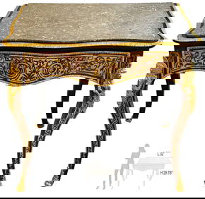 19th C. French Napoleon III Boulle Bronze Mounted Top Marble Table (1 of 9)