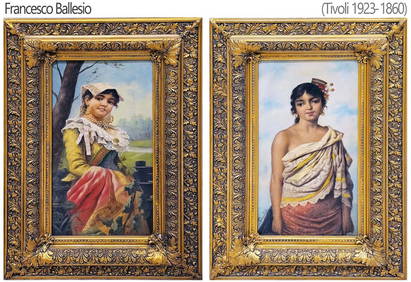 Pair Of 19th C. (1860-1923) Francesco Ballesio Oil On Canvas Paintings, Signed (1 of 9)