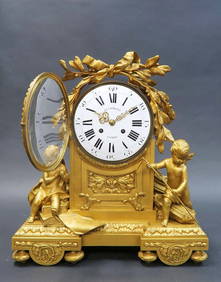 French Louis XVI Style Bronze Mantel Clock by Alfred Beurdeley (1 of 9)